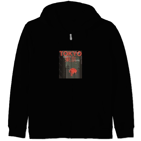 Tokyo Downtown 東京都 Japan City Japanese Sunset Sunr Zip Hoodies