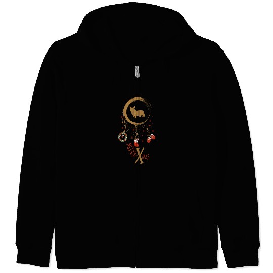 dog dreamcatcher Christmas Corgi Zip Hoodies