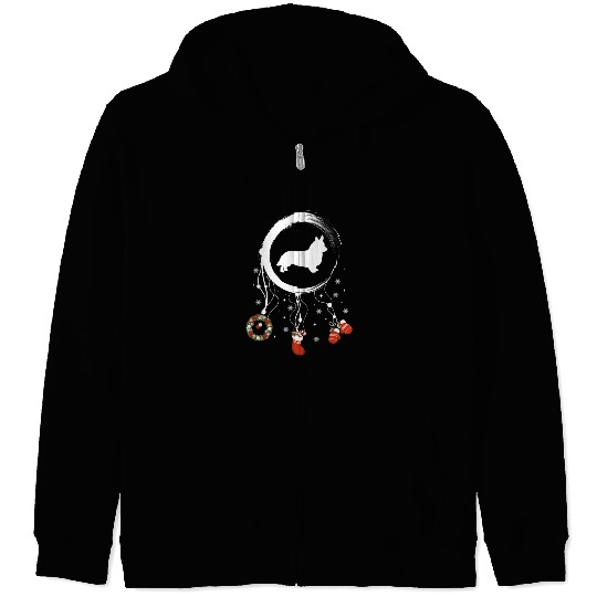 dog dreamcatcher Christmas Corgi Zip Hoodies