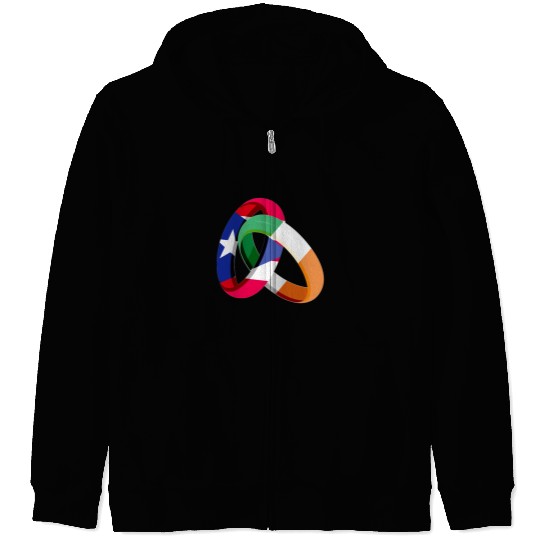 Puerto Rico Flag Ireland Ring Marriage Wedding Zip Hoodies