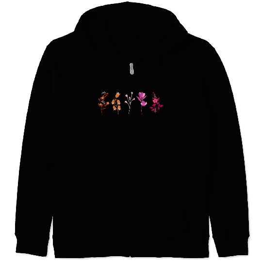 Floral Femme Flowers. Lesbian Pride. Zip Hoodies
