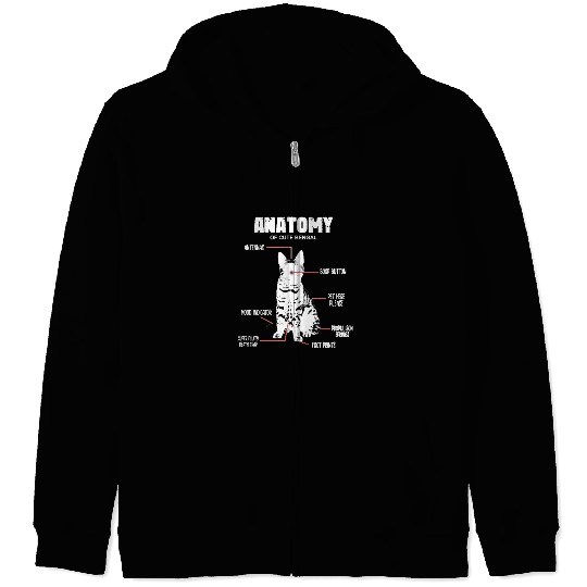 ANATOMY of cute bengal cat Zip Hoodies