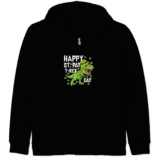 Happy St. Pat Trex Day Cool Dinosaur St. Patrick's Zip Hoodies