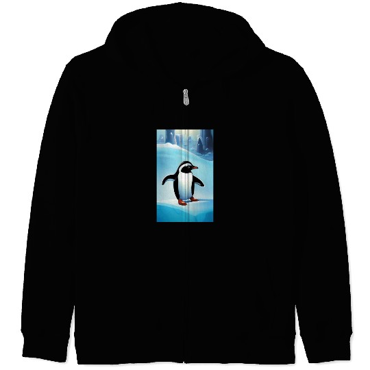 Penguin on ice Zip Hoodies