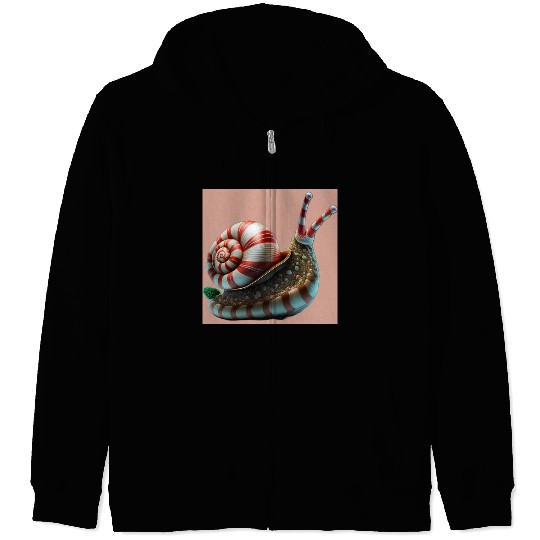 Candy Cane Christmas red and white striped Snail Zip Hoodies