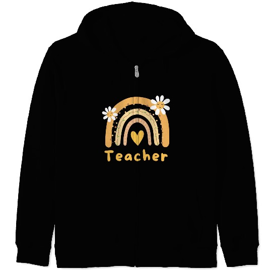 Cute Yellow Floral Teacher Zip Hoodies