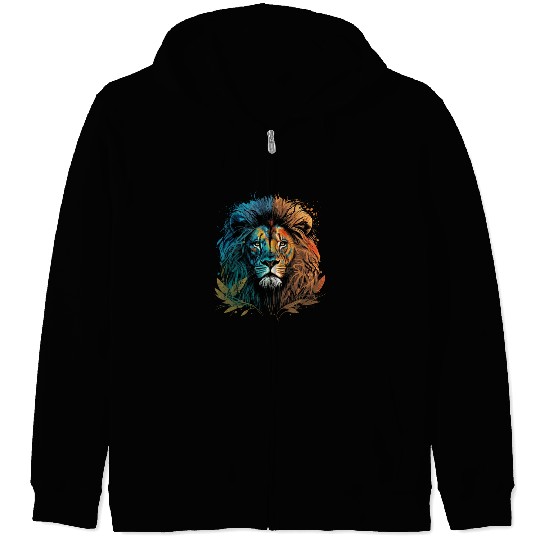 Two Face Lion Zip Hoodies