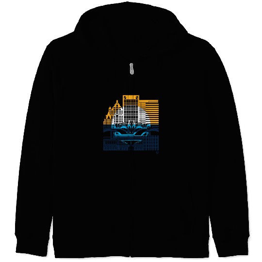 Milwaukee Skyline Squared Milwaukee Peoples Flag D Zip Hoodies