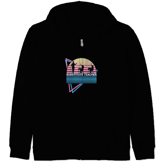 Substitute Teacher Retro Zip Hoodies
