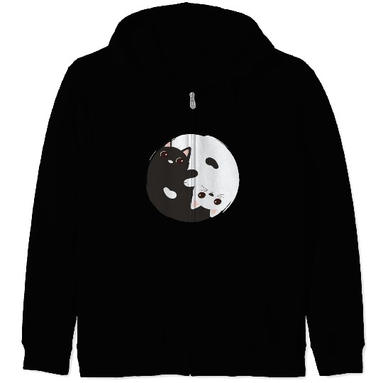ying yang cat Zip Hoodies
