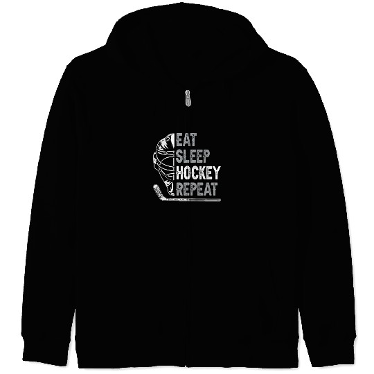 Eat Sleep Hockey Repeat Christmas Hockey Zip Hoodies