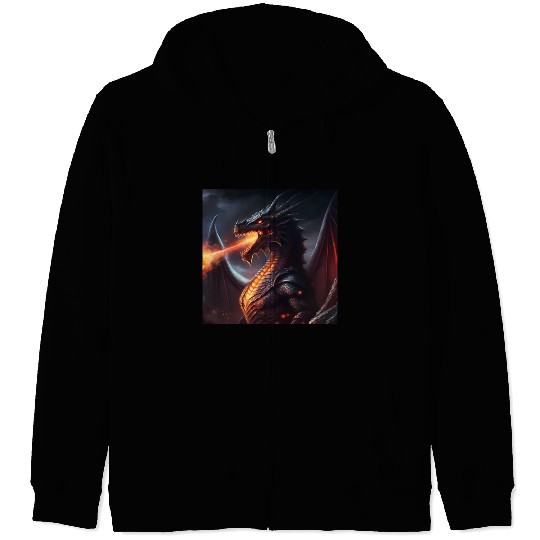 Dark Fantasy fire breathing dragon version 2 Zip Hoodies