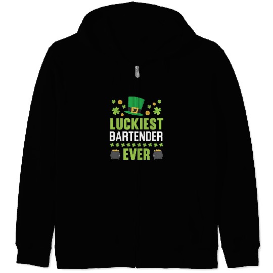 Luckiest Bartender Ever St. Patrick's Saint Pattys Zip Hoodies