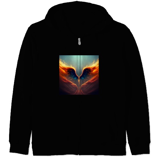 Mashup Epic Wallpaper Flaming Angel Wings Zip Hoodies