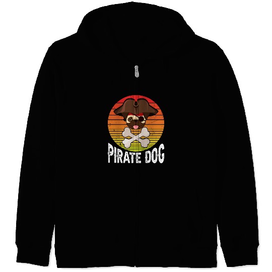 Pug Pirate Dog Zip Hoodies