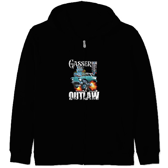 Gasser Outlaw Class Vintage Drag Racing Race Car Zip Hoodies