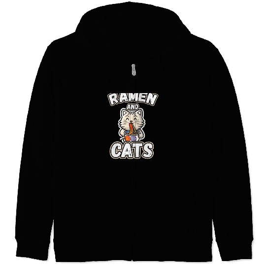 Ramen and cats Zip Hoodies