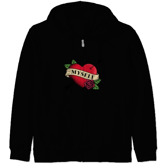 Heart Tattoo Love Myself Zip Hoodies