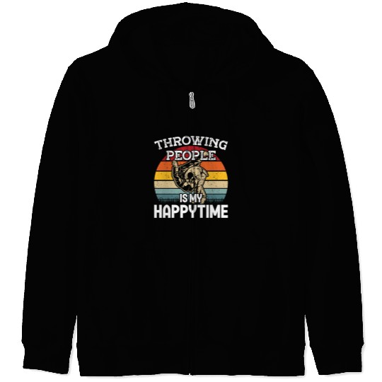 Jiu jitsu throwing people happytime jujutsu mma Zip Hoodies