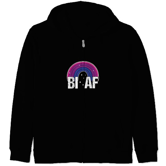 Bi AF Bisexual Pride Flag Rainbow Zip Hoodies