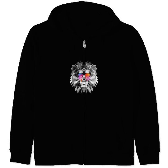 Geometric Art Lion - Geometric Lion Tattoo | Low P Zip Hoodies