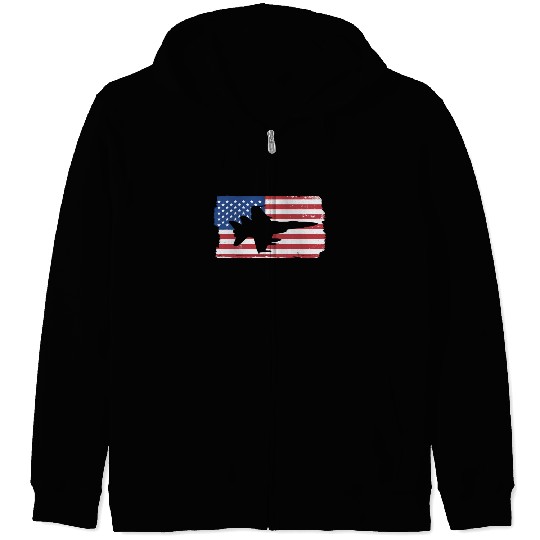 F-18 Hornet Fighter Jet American Flag F18 Hornet Zip Hoodies