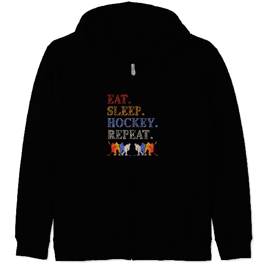 Eat Sleep Hockey Repeat, Hockey Players Zip Hoodies