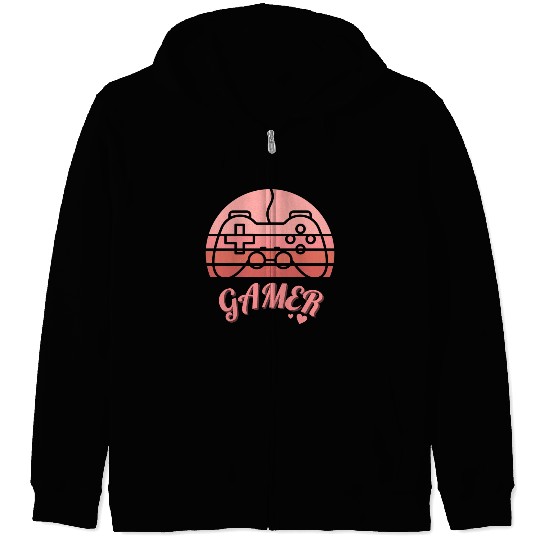 Pink Retro Gamer Valentine Day Zip Hoodies