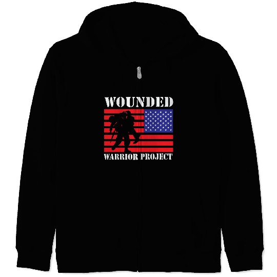 Wounded Warrior Project Us Flag Zip Hoodies