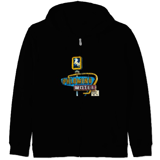 Route 66 Neon Palomino Motel Tucumcari, New Mexico Zip Hoodies