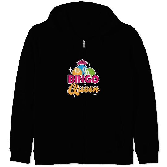 Bingo Queen Bingo Player Casino Gambling Lottery Zip Hoodies