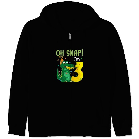 Oh Snap I'm 3 Crocodile 3rd Birthday Alligator Zip Hoodies