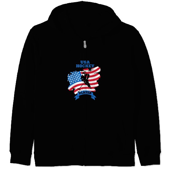USA hockey player Zip Hoodies