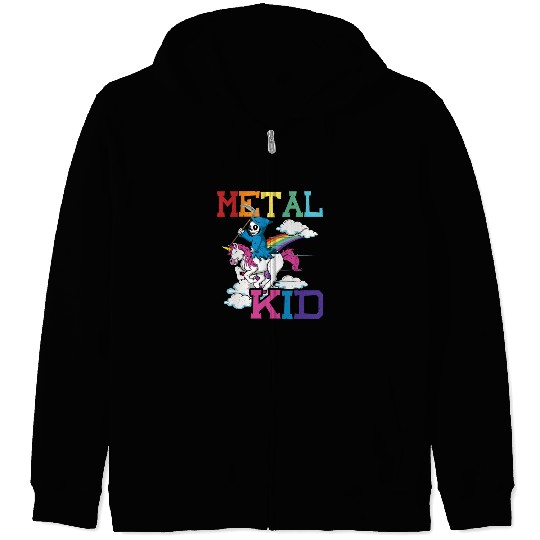Metal Kid Music Grim Unicorn Rocker Rock Zip Hoodies