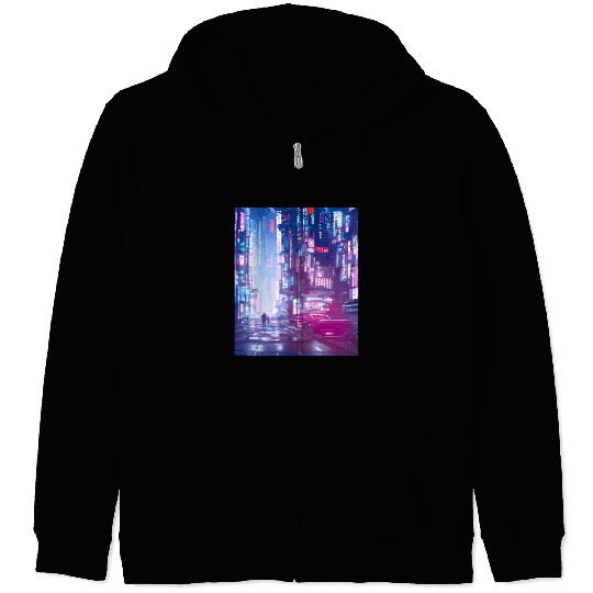 Cyberpunk Vaporwave Anime Japan Cyber synthwave Zip Hoodies