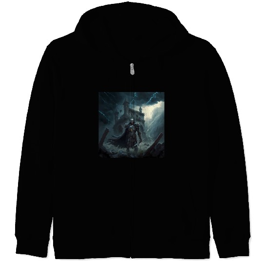 Death Knight in Thunderstorm Zip Hoodies