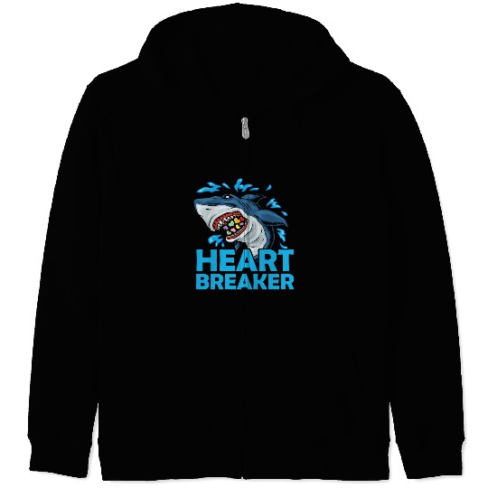 Heartbreaker Shark Anti-Valentine's Day Solo Zip Hoodies