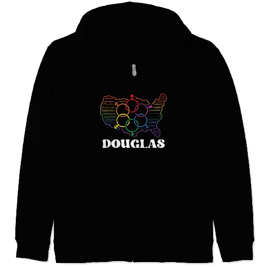 Douglas Pride Month Pride Flag LGBT Community LGBT Zip Hoodies