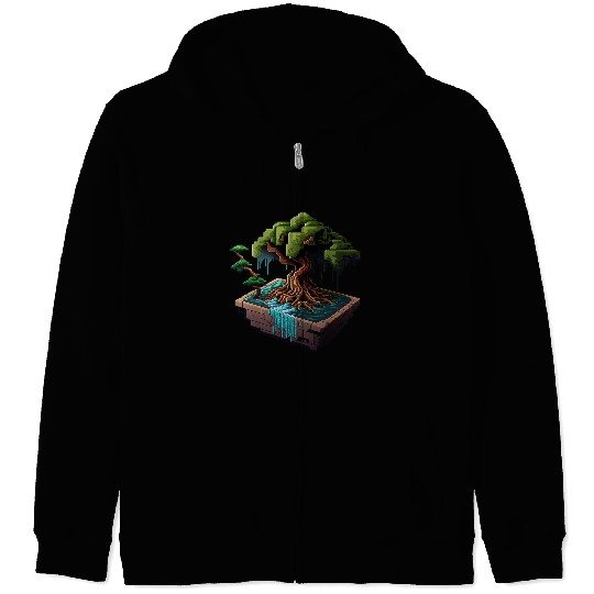 8 Bit Bonsai Tree Zip Hoodies