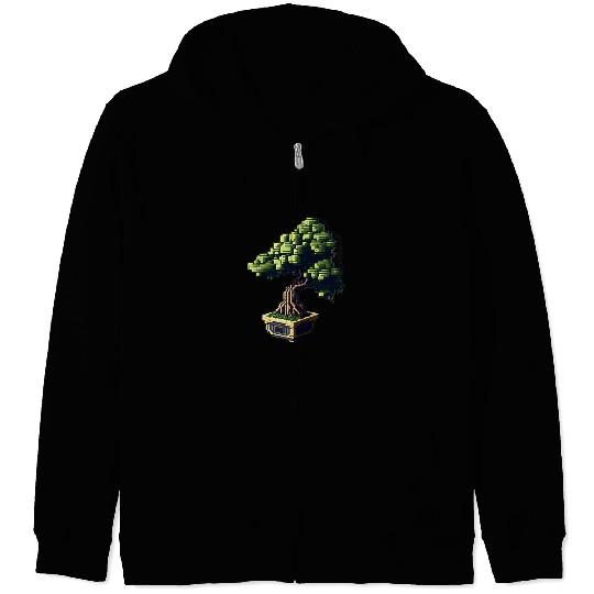 8 Bit Bonsai Tree Zip Hoodies