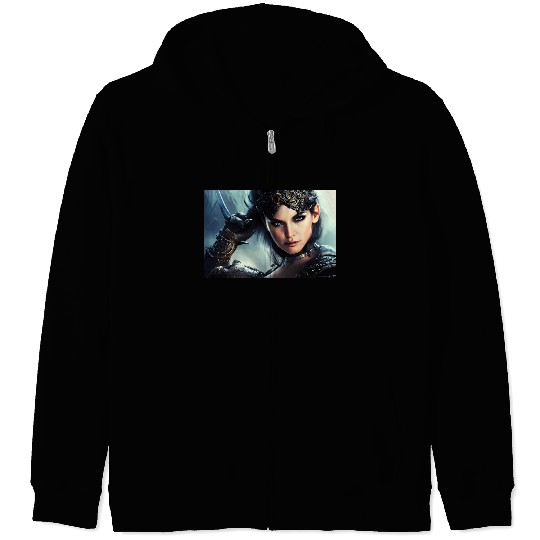 Warrior princess wearing gothic plate fantasy art Zip Hoodies