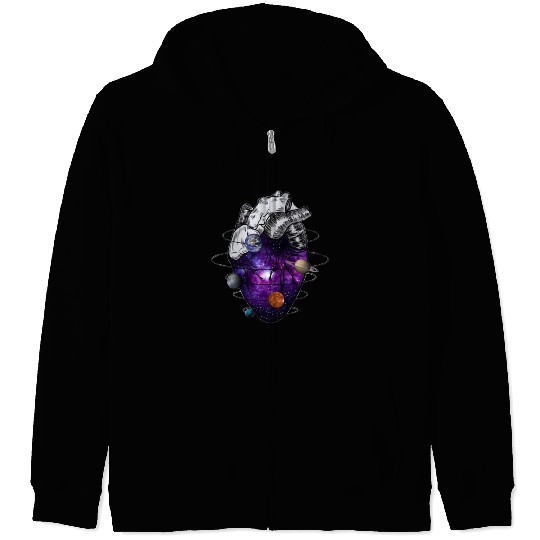Heart galaxy space lover Zip Hoodies