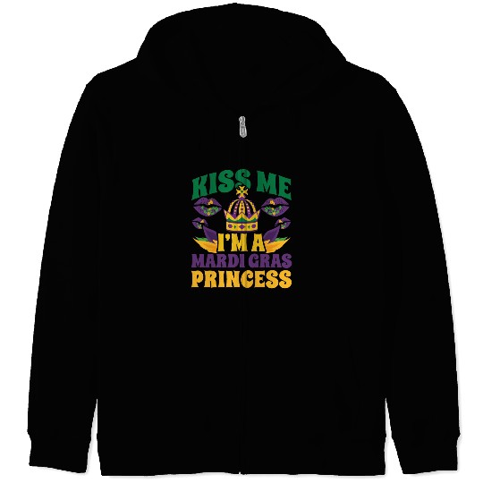 Mardi Gras - Kiss Me I'm a Mardi Grass Princess Zip Hoodies