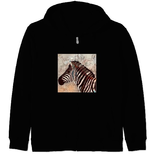 Zebra with neon colors Zip Hoodies