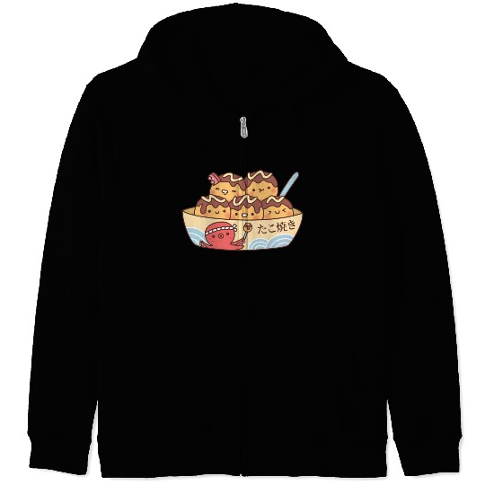 Kawaii Japanese Food Takoyaki Octopus Balls Zip Hoodies