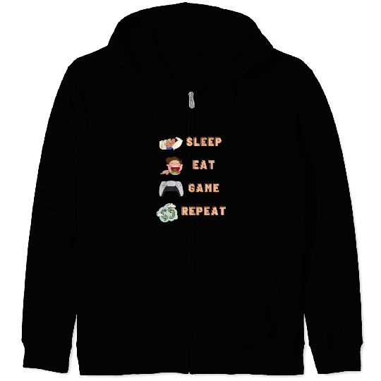 sleep eat game repeat PlayStation Zip Hoodies
