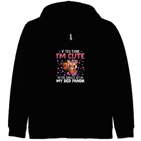 Red Panda Heart Valentine's Day Animal For Womens Zip Hoodies