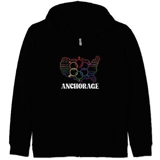 Anchorage Pride Month Pride Flag LGBT Community LG Zip Hoodies