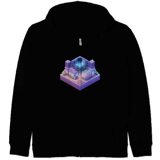 Future Modern City Cube Zip Hoodies