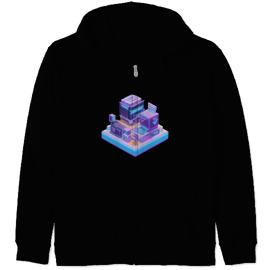 Future Modern City Colorful Zip Hoodies